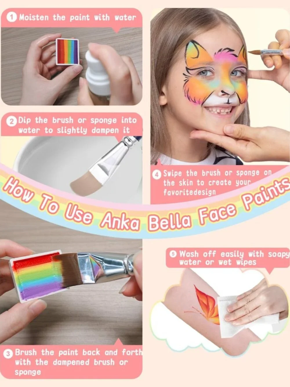 Washable Face Paint Kit for Kids & Adults - 24 Colors, Non-Toxic, Perfect for